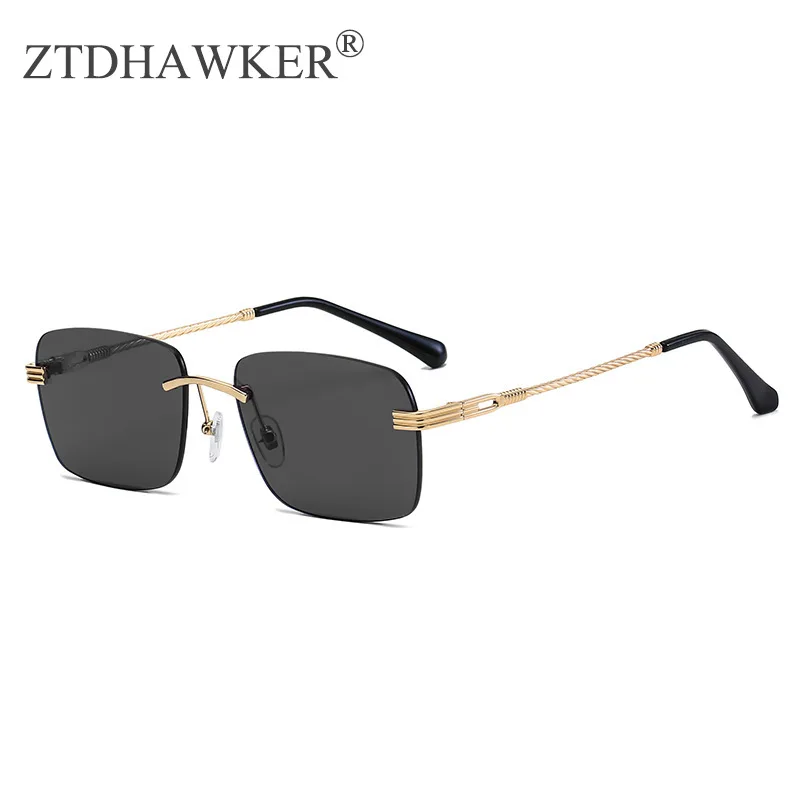 

2022 New Versatile Simple Frameless Retro Square Women's Sunglasses Metal Personalized Fashion Street Shooting Glasses UV400