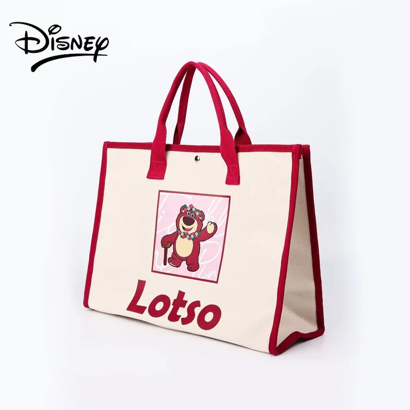 Disney strawberry bear new canvas tote bag women's large capacity cartoon versatile Mickey hand armpit shoulder bag