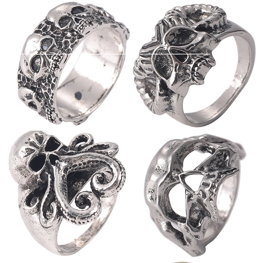 

Ethnic Punk Men Women Skull Dragon Eye Wolf Frog Eagle Claw Zinc Alloy Rings For Vintage Metal Party Jewelry Gift Ring