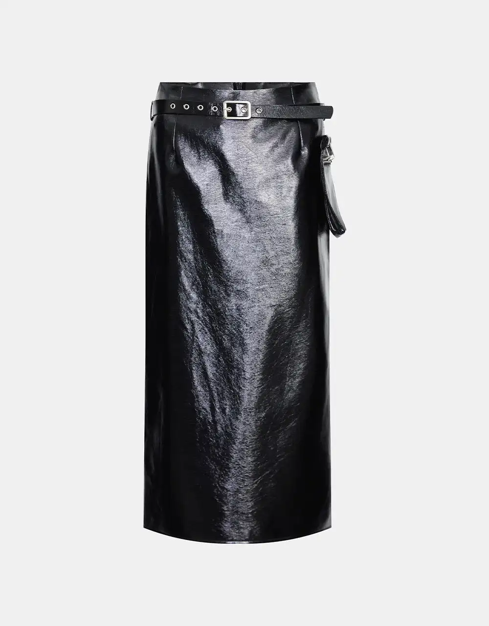 

Юбка миди из искусственной кожи с поясом