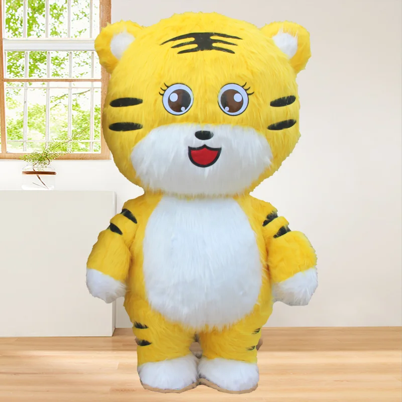 Надувной костюм с улыбкой плюшевый желтый и коричневый Тигры маткота костюмы