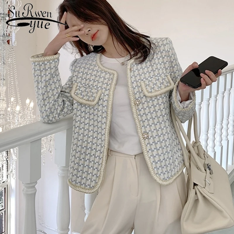 

Осенняя маленькая Ароматизированная куртка, французское винтажное пальто, женское весеннее высококачественное повседневное короткое пал...