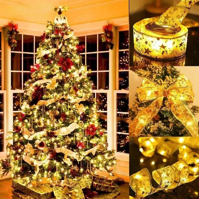 

Рождественское украшение, Светодиодная лента, сказочные огни, украшения для рождественской елки для дома, 2023, DIY луки, светильник String, Рождество, Новый год 2024