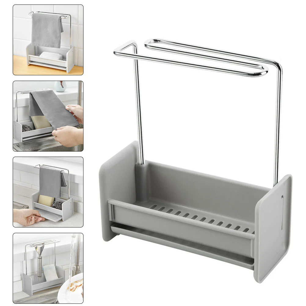 

Holder Sink Dish Sponge Kitchen Rack Brush Soap Cloth Rag Organizer Hanger Drying Storage Bathroom Standing Bath Shelf