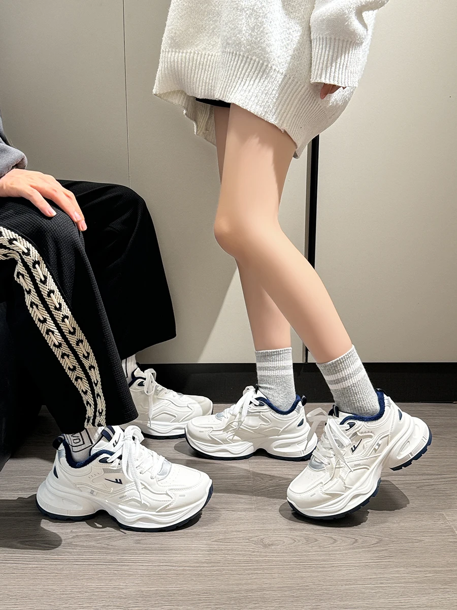 Warrior Fleece-lined Dad Shoes Men's and Women's Same Autumn Winter Thick-Soled Couple's Two-Cotton All-Match Popul...