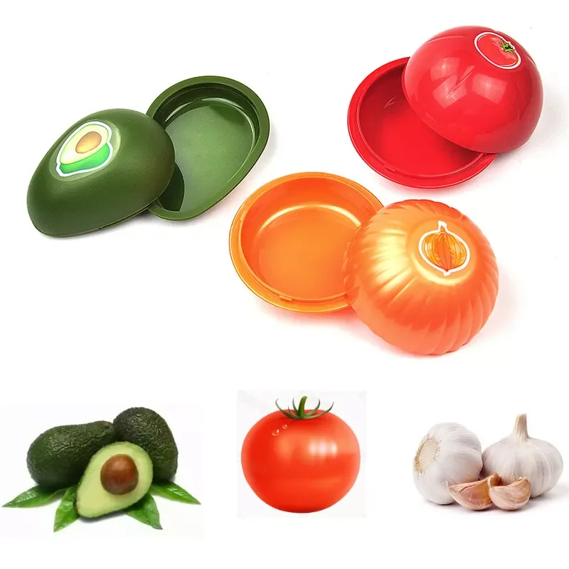 

Kitchen Gadget Food Fruit Vegetable Avocado Garlic Onion Saver Box Lemon Keeper Tomato Green Bell Pepper Storage Container