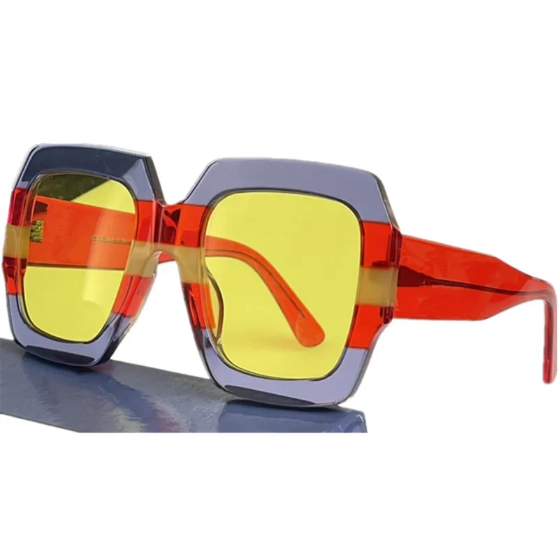 

LUX Desi8s Model Big-Square Gradient Sunglasses for Women UV400 55-23-140 Italy Plank Fullrim for Prescription Goggles
