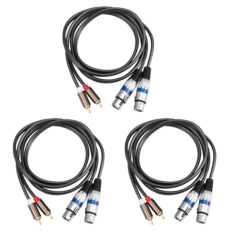 

3X Hifi Audio Cable 2 Rca Male To Xlr 3 Pin Female Mixing Console Amplifier Dual Xlr To Dual Rca Shileded Cable 1.5M