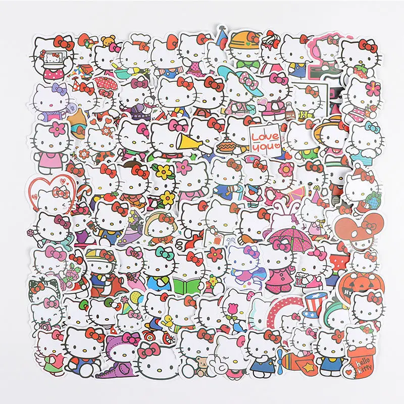 100 шт. стикеры Hello Kitty Kulomi материал наклейка водонепроницаемый Дорожный чемодан