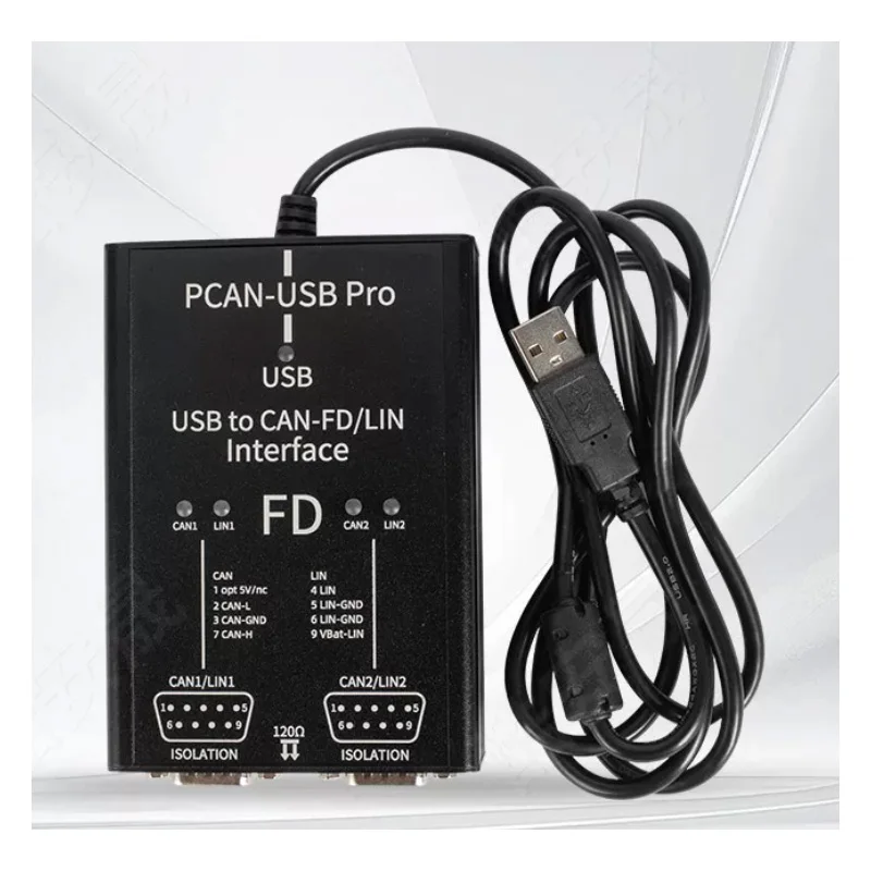 Фото USB-адаптер PCN-USB Pro 8/12/16 Мбит/с для CAN-шин, 2-канальный, совместимый с PEAK IPEH-004061, поддерживает Vector CANoe №3