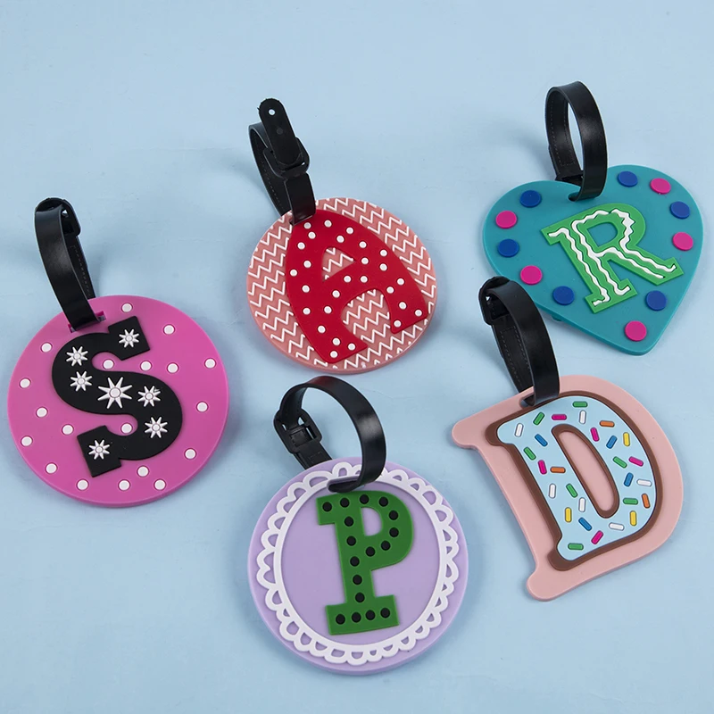 

1Pcs Cute Letters Luggage Travel Accessories Tag Silica Gel Suitcase Name ID Address Tags Baggage Boarding Tag Portable Label