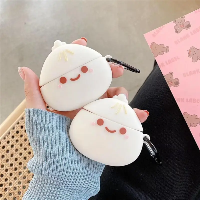 

Cute Smiling Baozi Earbuds Case For Air Pods 1 2 Pro Wireless Earphone Cartoon Cover Fancy Silicone Earphone Shell Accessories