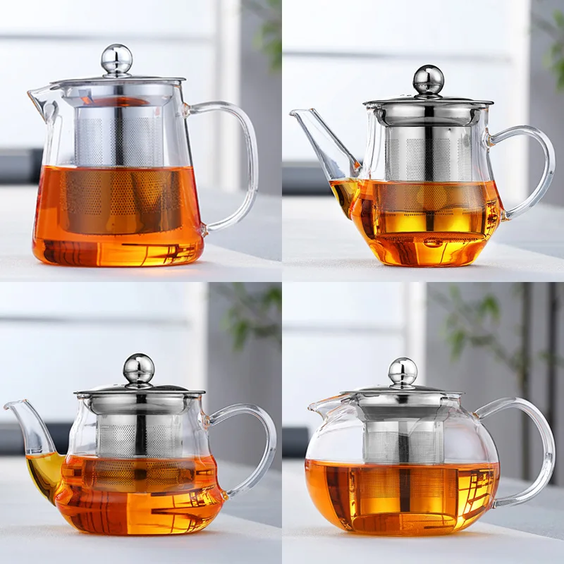 

Mini Heat-resistant Glass Teapot Stainless Steel Liner Tea Kettle Borosilicate Thickened Transparent Glass Tea Pots