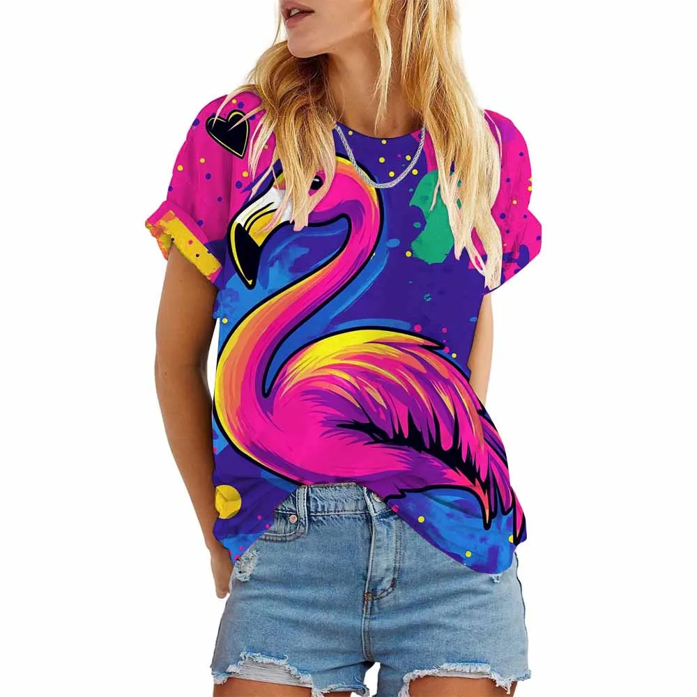 Женские футболки модная футболка с принтом фламинго в стиле поп-арт повседневные