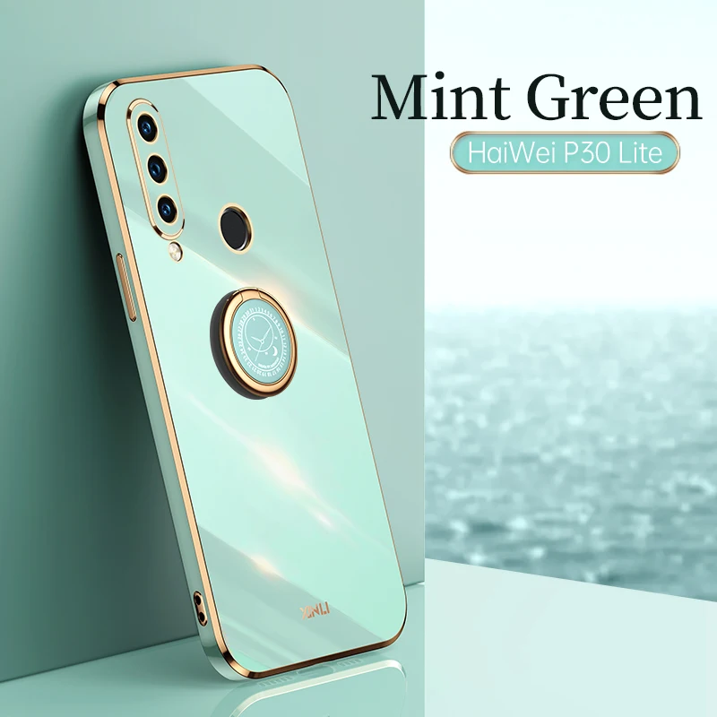 

Celular Mobile Phone Case For Huawei Honor 8X 9X 10 Lite Nova 3 3i Houses Plating Square Original New Silicone Ring Holder Cover