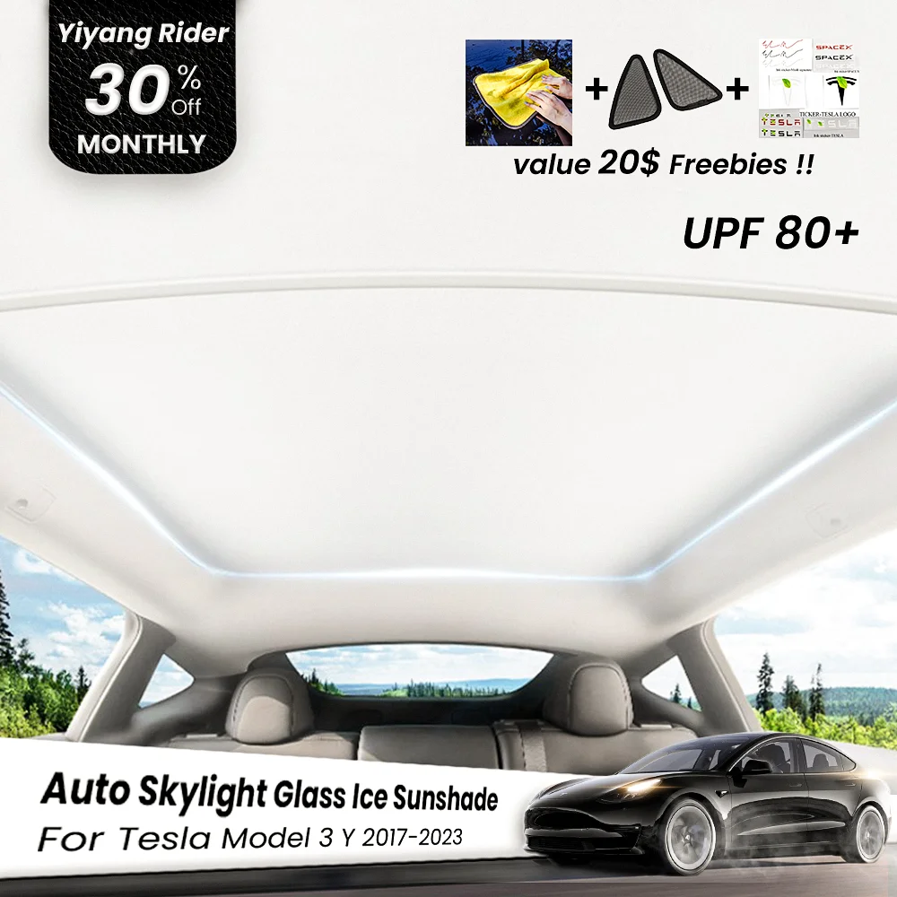 

2023 Tesla Modely Sunshade Ice Cloth Buckle, солнцезащитные очки, крыша охлаждения для Tesla Model 3Y 2017-23, модификация Skylight