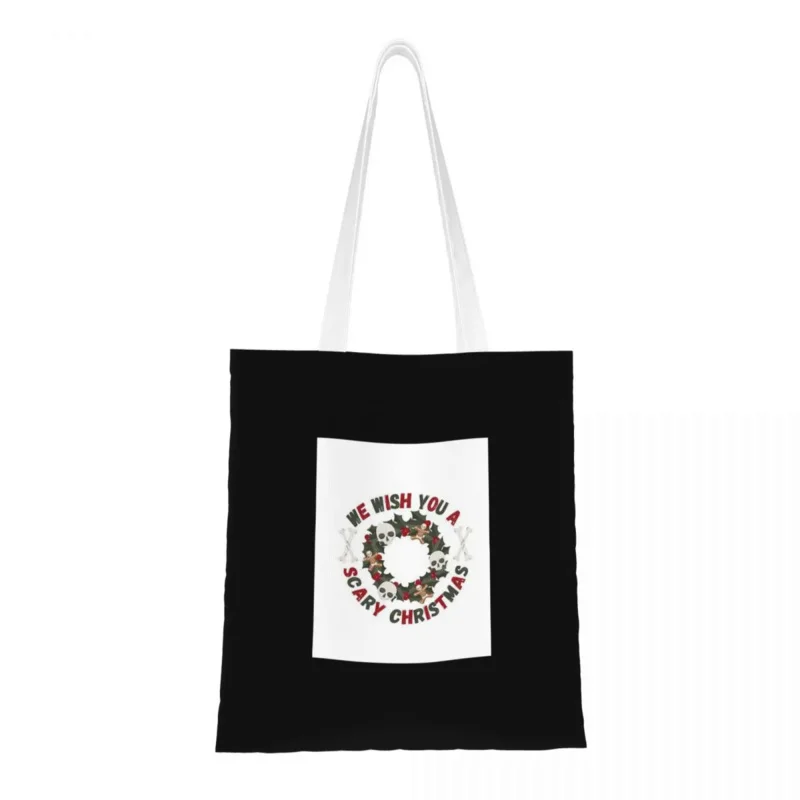 

We Wish You A Scary Christmas Shopping bags canvas the tote bag Folding shopping bag Ladies Shoulder Casual Tote Travel Handbag