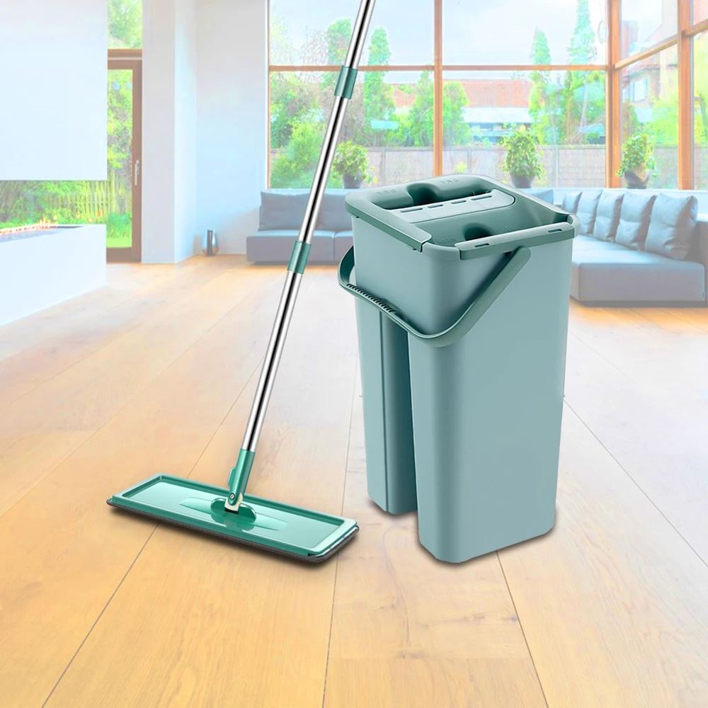 

Squeeze Mop with Spin Bucket Floor Cleaning Utensil Replaceable Head Hand Free for Home Kitchen Bedroom Tools To Clean House
