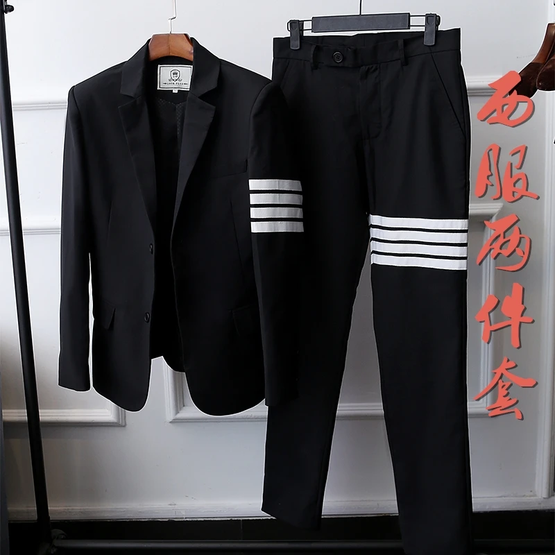 

TB Spring and Summer Quan Zhilong GD with The Same Tb Large Size Suit for Men's Webbing Striped Small Size Suit