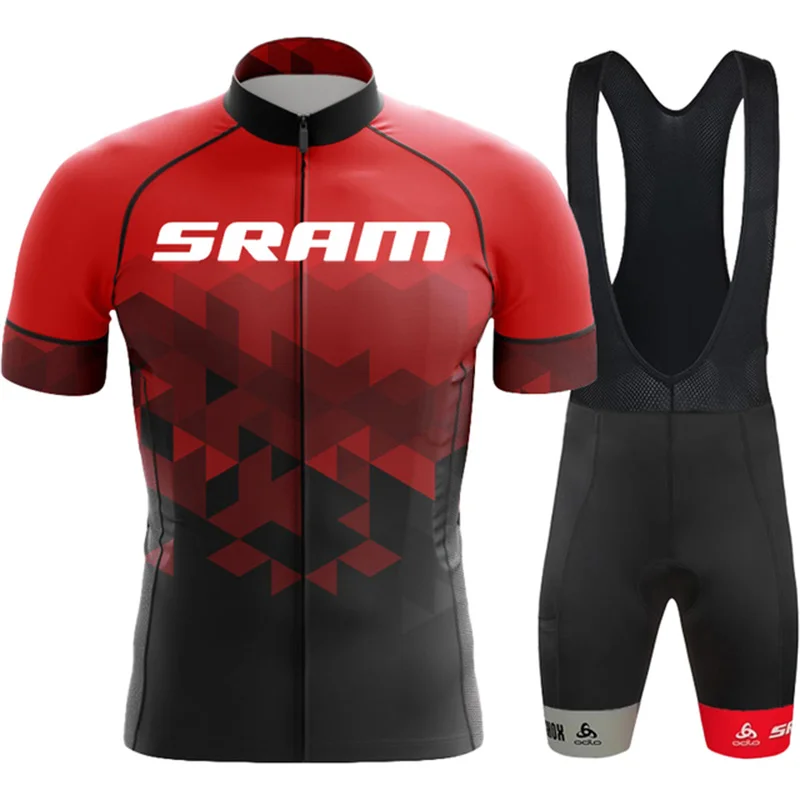 

Мужская одежда для велоспорта SRAM 2023, одежда с коротким рукавом, мужской велосипедный комплект, костюм для триатлона, велосипедная форма 20D с ...