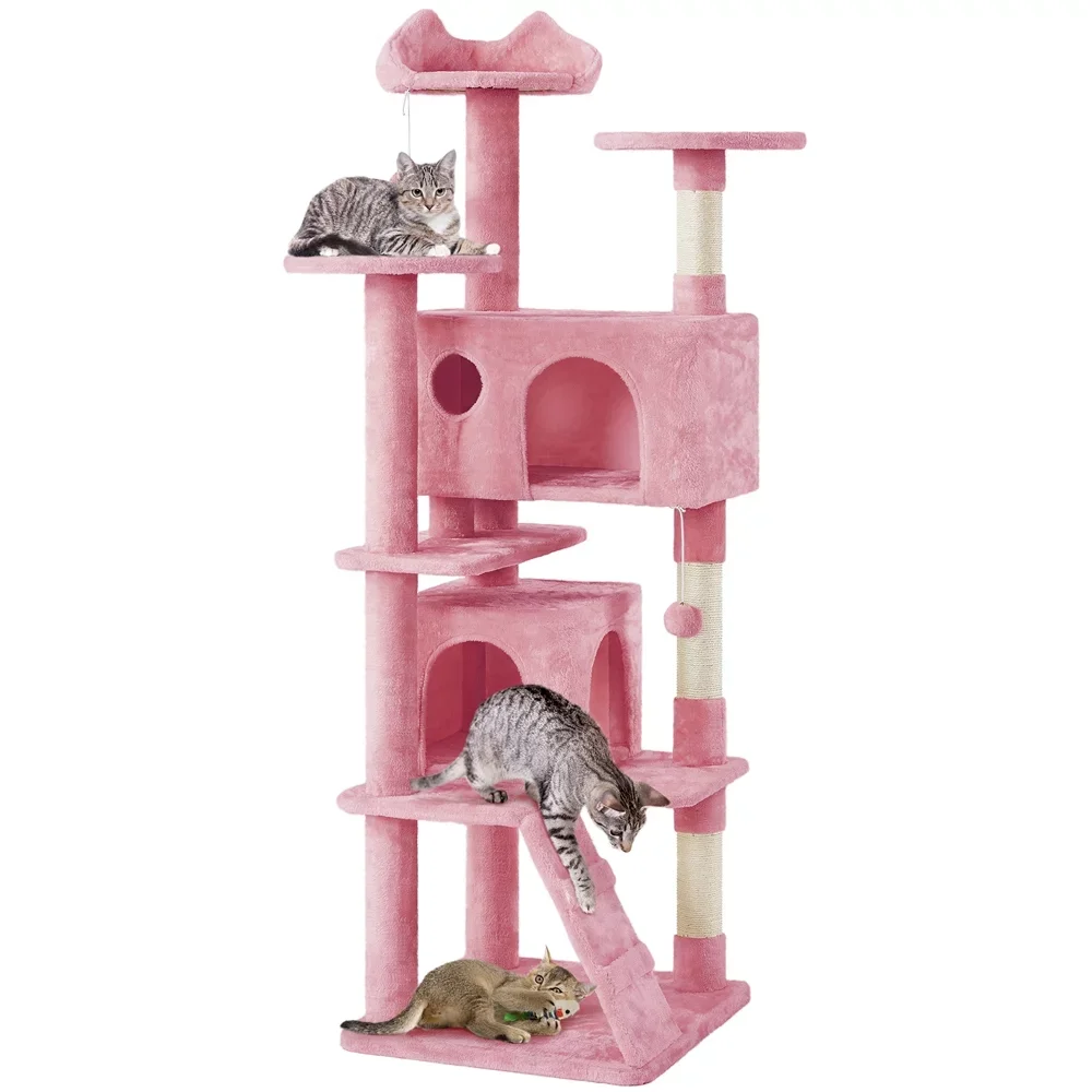 

70" Cat Tree Condo with 3 Platform & 3 Scratching Posts, Cat Climbing Frame, Cat Toys, So That Cats Can Play Happily At Home