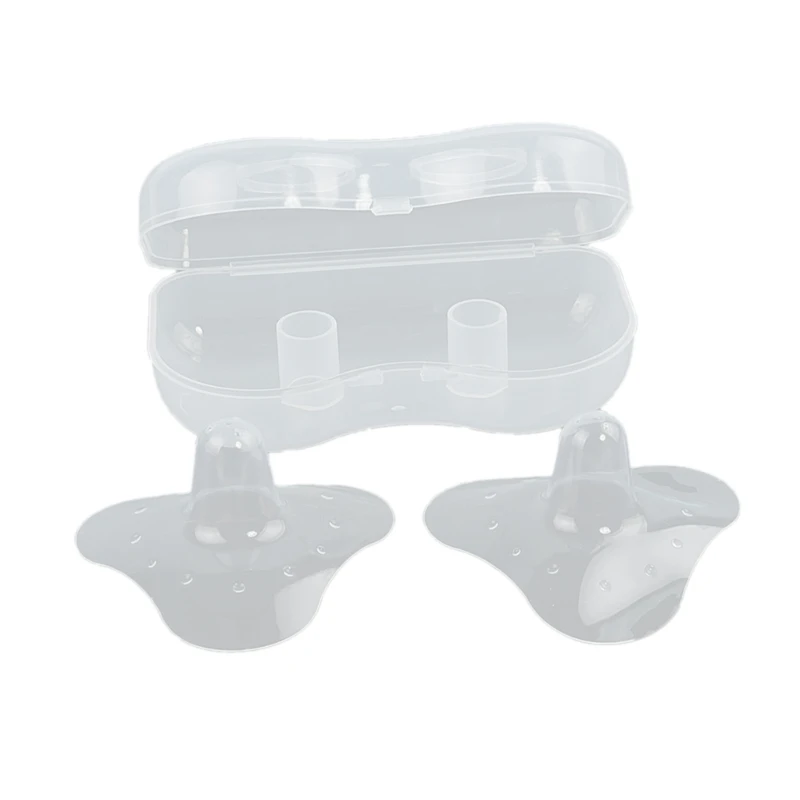 

2 Pcs Nipple Shields Contact Nipple Protectors Breastfeeding Everters with Carrying Case Silicone Nipple Extender