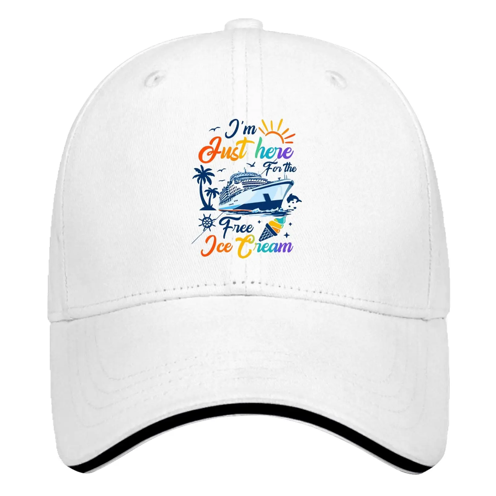 Я здесь для бесплатной шляпы с принтом мороженого женские модные Хлопковые