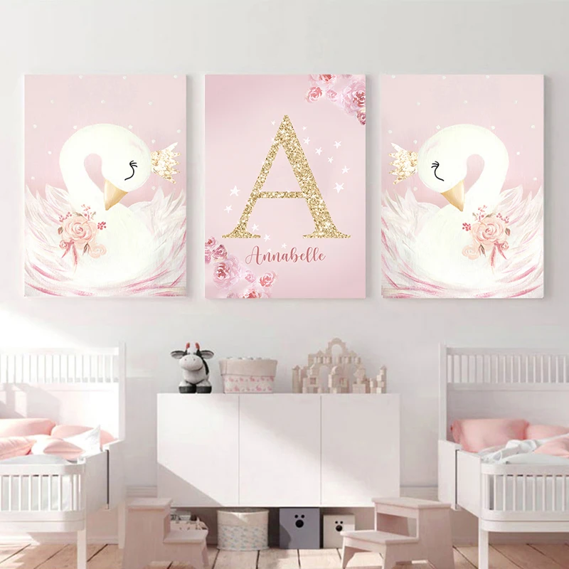 Фото постер картина Настенная из мультфильма розовый Лебедь для детской комнаты