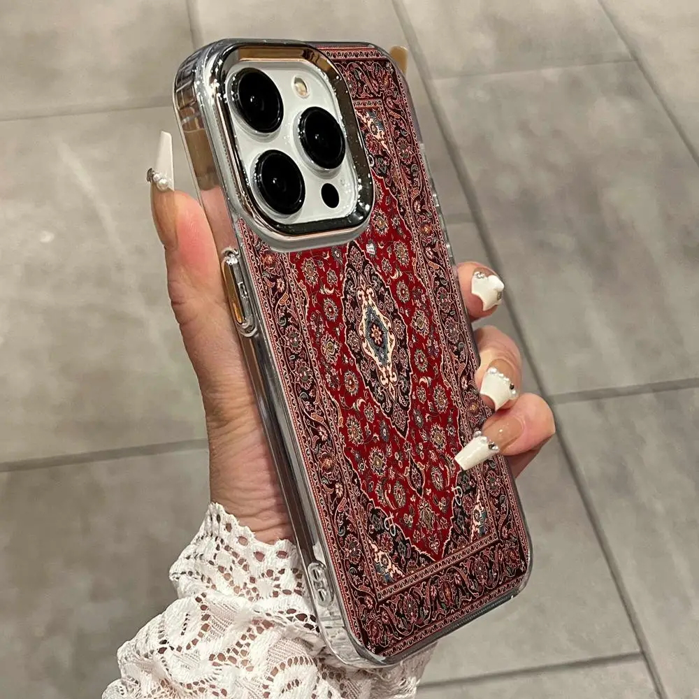 Фото Популярный прозрачный чехол для телефона в стиле персидского ковра для iPhone 17 Air 16 15 14 13 12 11 Pro Max X XR XS 16 Plus, мягкий, антибликовый, черный №2