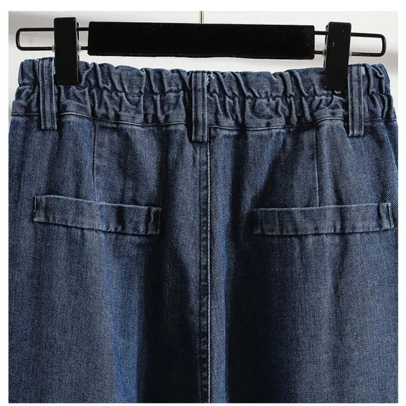 Новые летние однотонные модные лоскутные прямые брюки с эластичной резинкой на