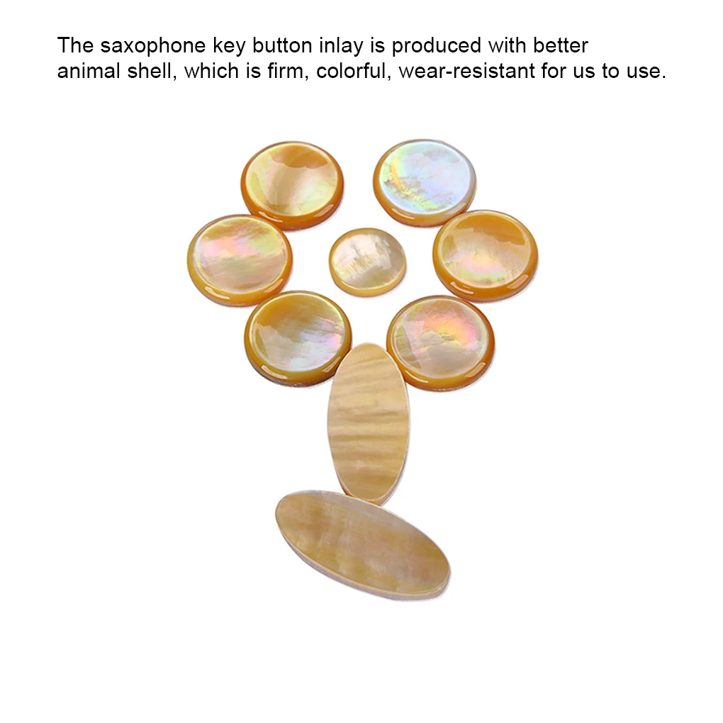 

9 Pieces Saxophone Key Button Inlay Professional Universal Portable Decorative Inlays Music Playing Parts Components