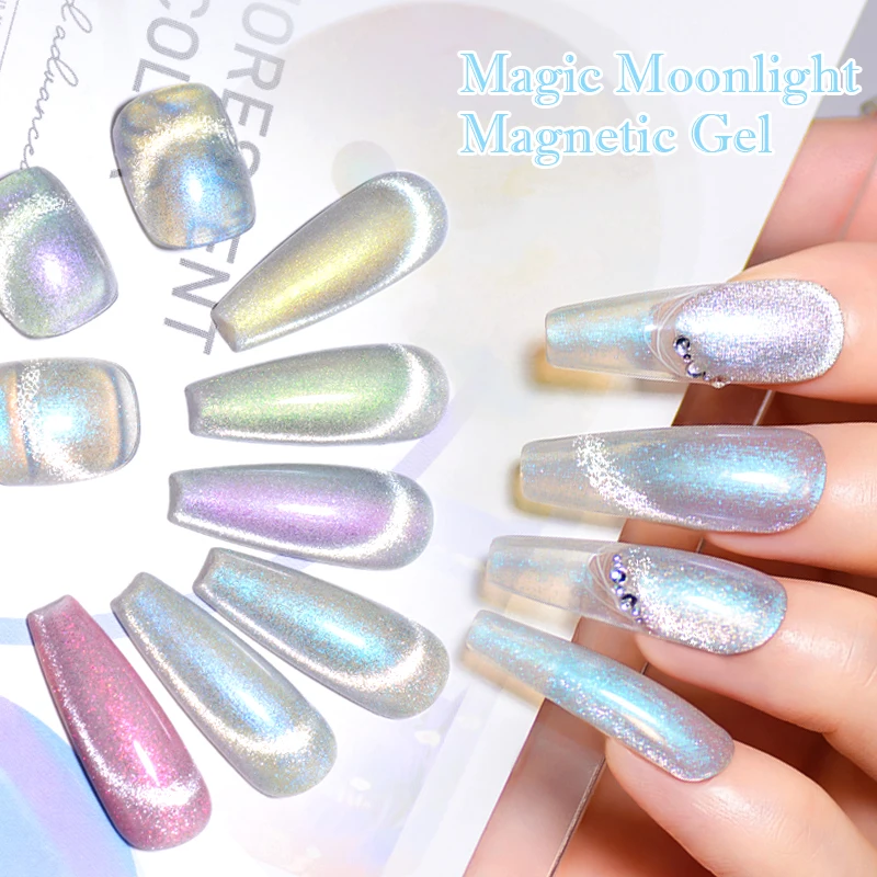 7ml Auroras Moonlight Cat Магнитный гель Лак для ногтей блестящий полупроницаемый