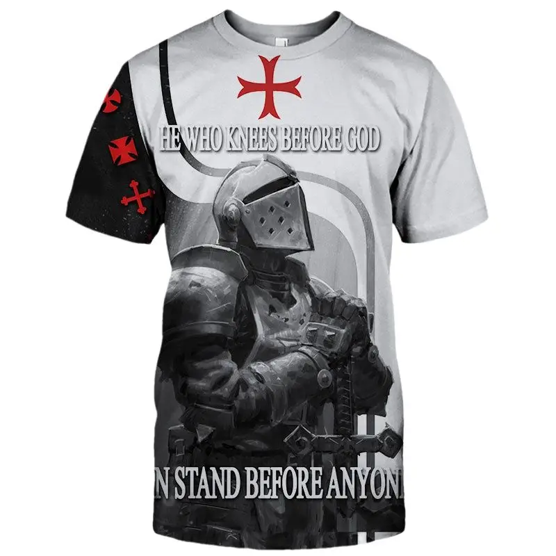 

2022 Crusader Warriors 3d Printed T-shirt Summer Fashion Casual Short Sleeve Top Round Neck Loose Breathable T Shirt 6xl