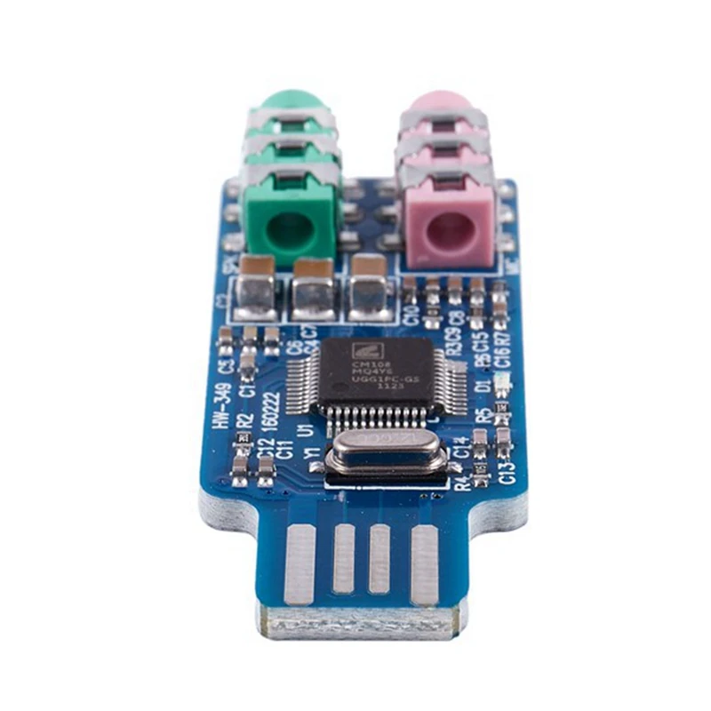 

4Pcs Free Driver USB Sound Card CM108 USB Sound Card Chip Blue