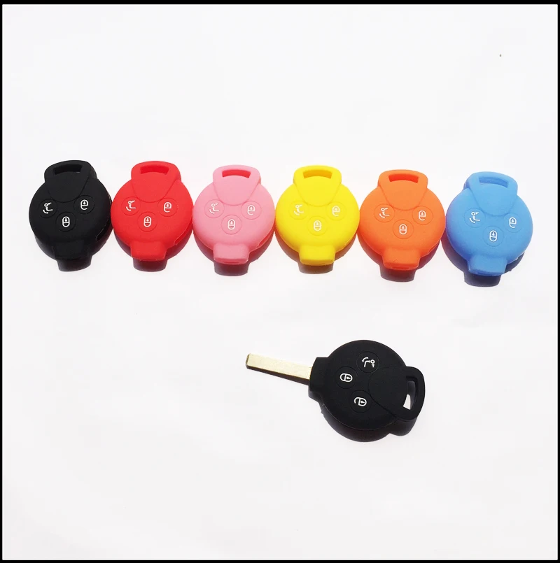 

Car Remote Control Accessories Keychain Alarm Straight Logo Cover Silicone Key Case For Smart 451 Decoration
