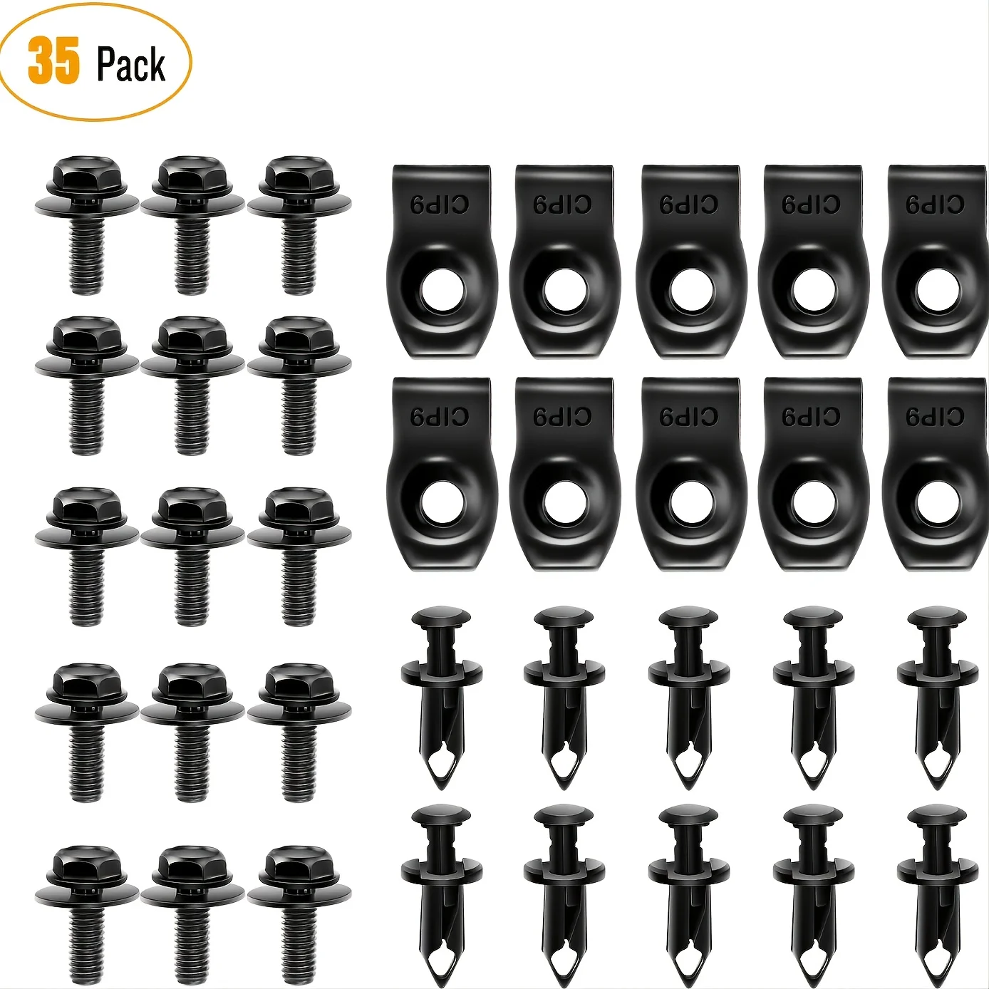 

35 шт. защита от брызг под крышкой двигателя: фиксатор нажима, заклепки, зажимы для бампера, брызговика