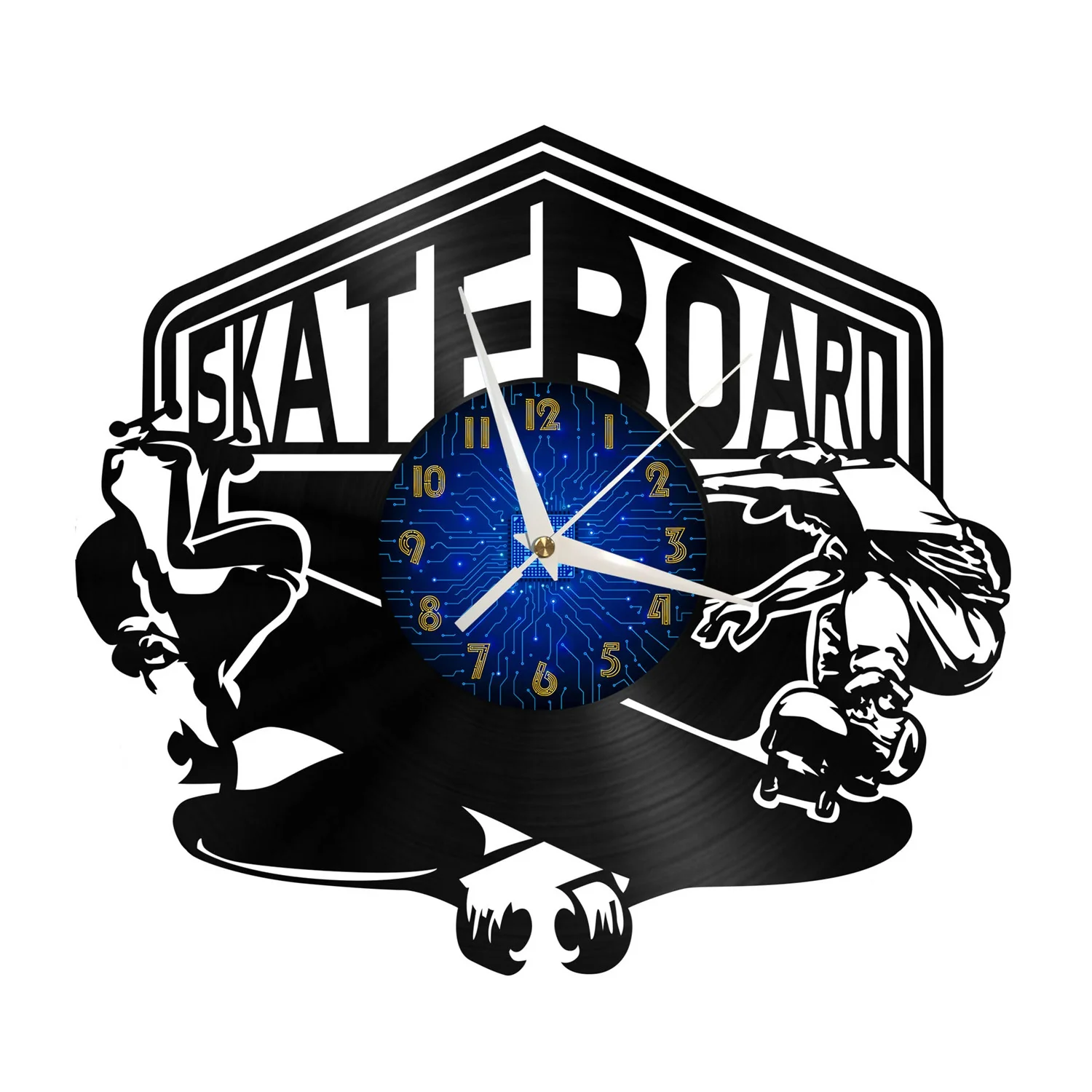 

Skateboarding Vinyl Wall Clock, Vinyl Record Clock Wall Art Black 12 Inch for Living Room Bedroom