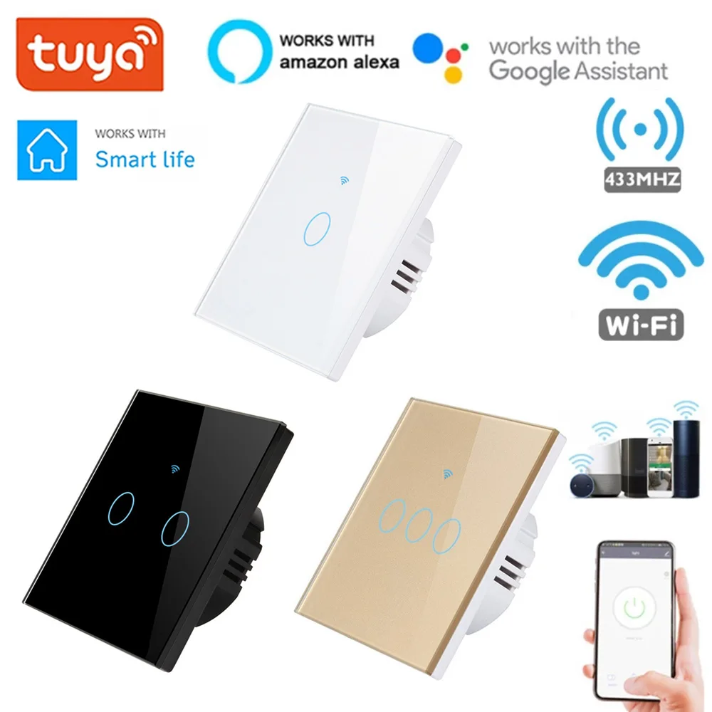 Настенный сенсорный выключатель с Wi-Fi RF433 1 шт. ЕС нейтральный/одинарный провод
