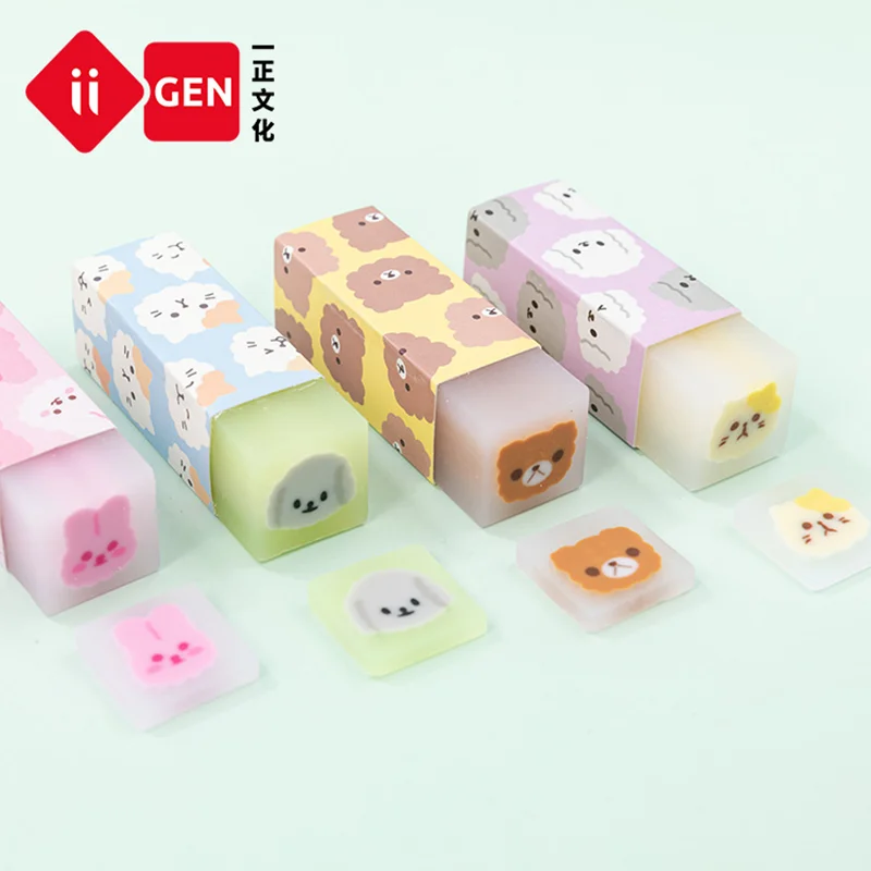 

Cool Kawaii Cat Dog Bear Animals Sandwich Children Pencil Eraser for School Students Kids Rubber Stationery Prizes Erasable