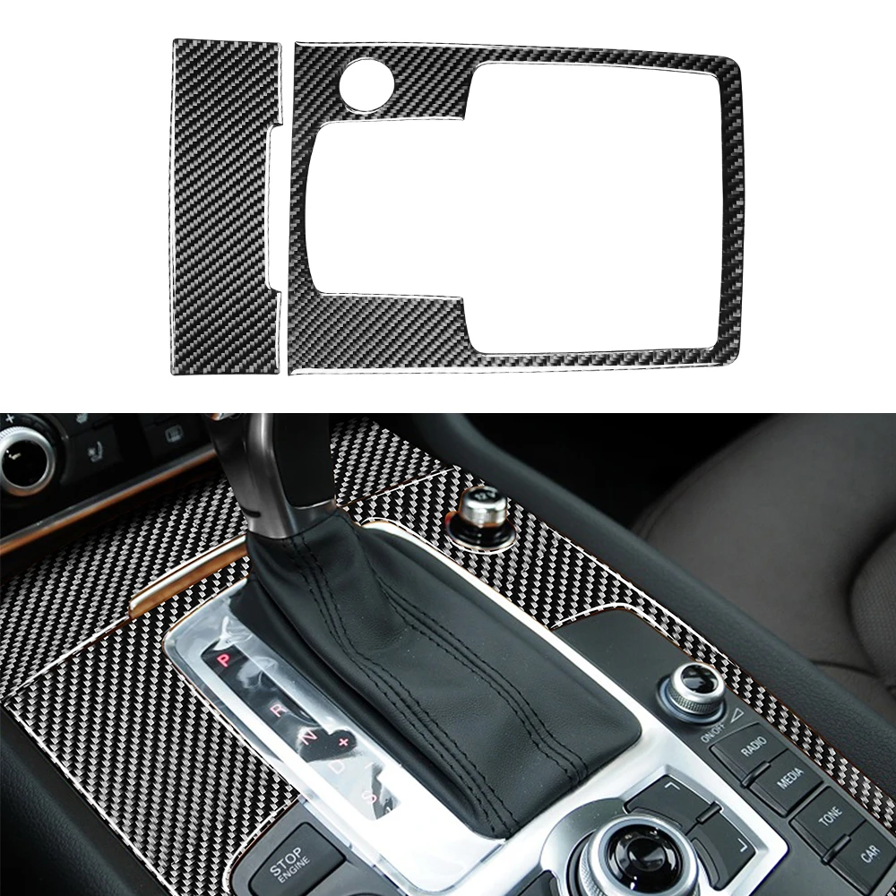 

for Audi Q7 2008-2015 Gear Shift Cigarette Lighter Panel Decoration Cover Trim Sticker Car Interior Accessories Carbon Fiber