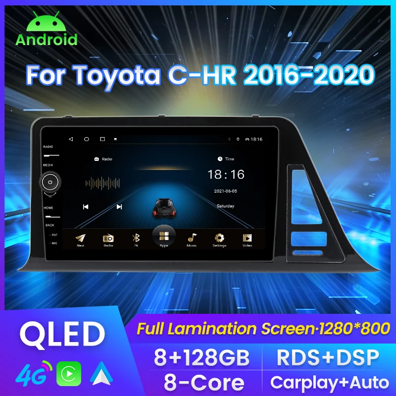 

MLOVELIN QLED 9 "8G + 128G Carplay Авто Android 11 автомобильное радио мультимедиа GPS навигация для Toyota C-HR 2016-2020 RDS DSP FM BT SWC