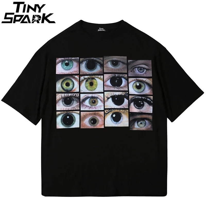 2023 Мужская Уличная футболка в стиле хип-хоп с изображением глаз мира Harajuku