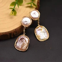 real 925 sterling silver korean long hanging earring natural freshwater baroque pearl for women fashion original modern jewelry