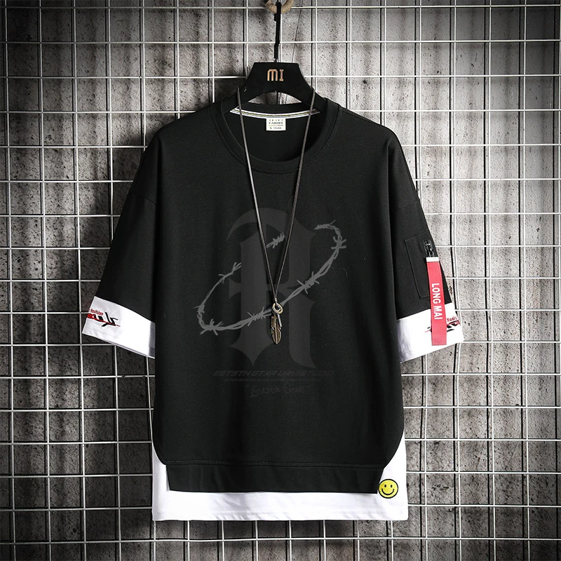 

Hip Hop Loose Mens Streetwear T-shirts Casual Classic 2023 Summer Short Sleeves Black White Tshirt Tees Print Oversize 4XL