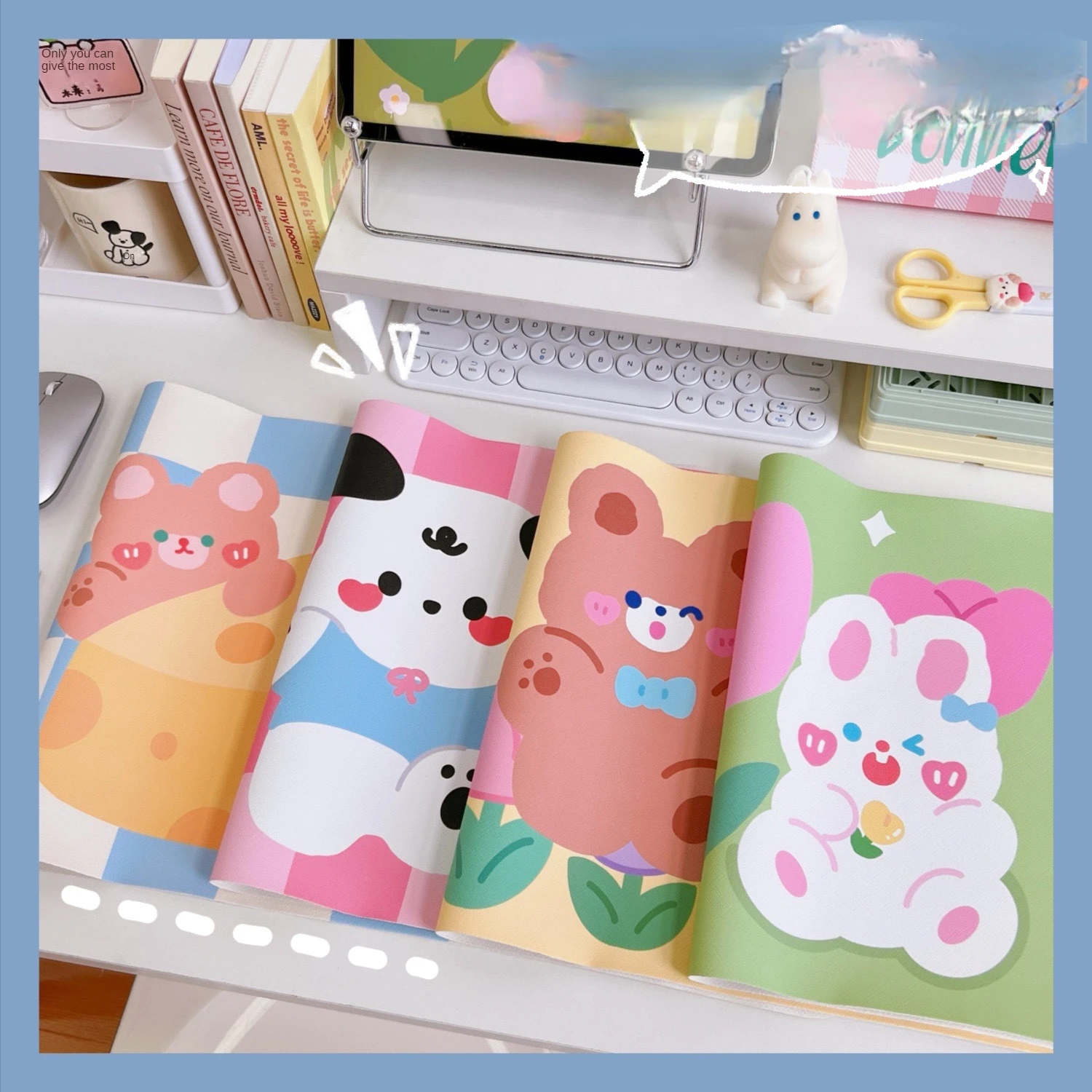 

Kawaii Mouse Pad Gaming Large Cute Mousepad PU Leather Waterproof Mouse Pad Desktop Keyboard Desk Pad for School Office