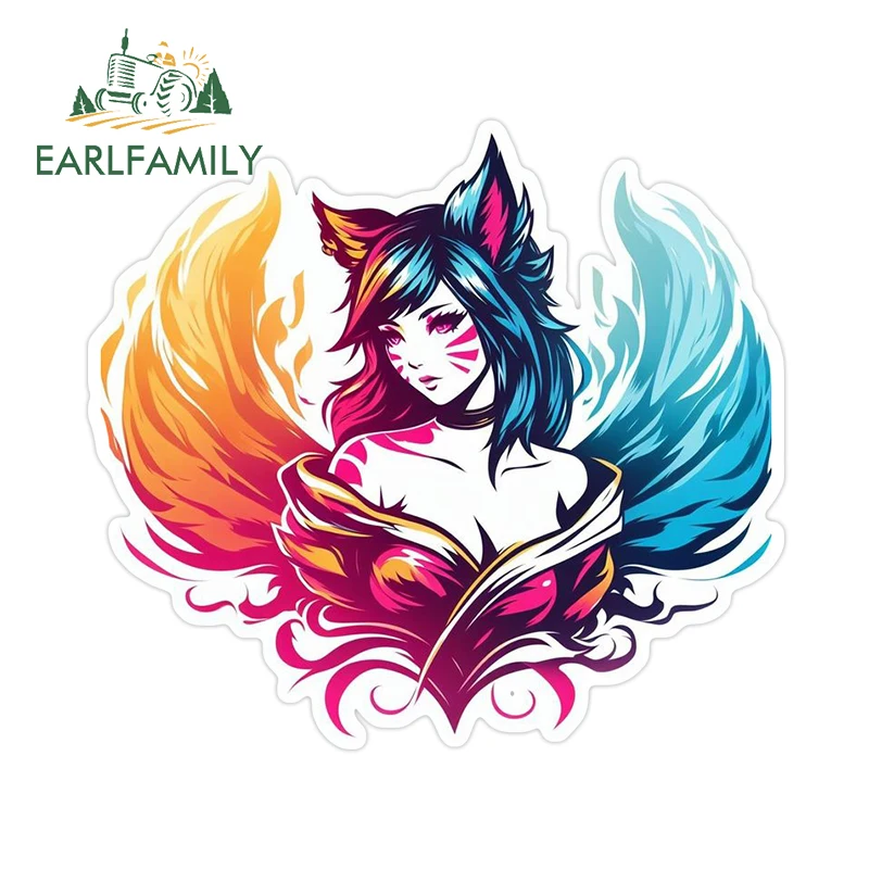 

EARLFAMILY 13 см × 11,8 см красочные Ahri классные наклейки на автомобиль, увлекательные виниловые наклейки с изображением персонажа, автомобильные аксессуары для авто
