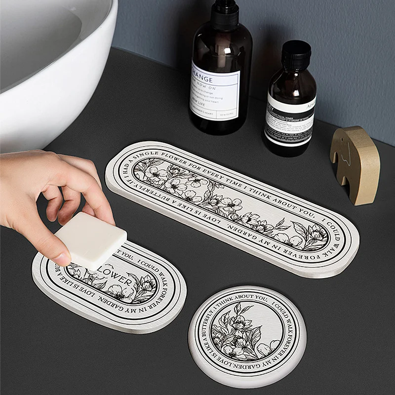

Absorbent Diatomite Coaster Toothbrush Holder Quick-dry Soap Pad Bathroom Mouth Cup Shelf Non-slip Nordic Washbasin Storage Tray