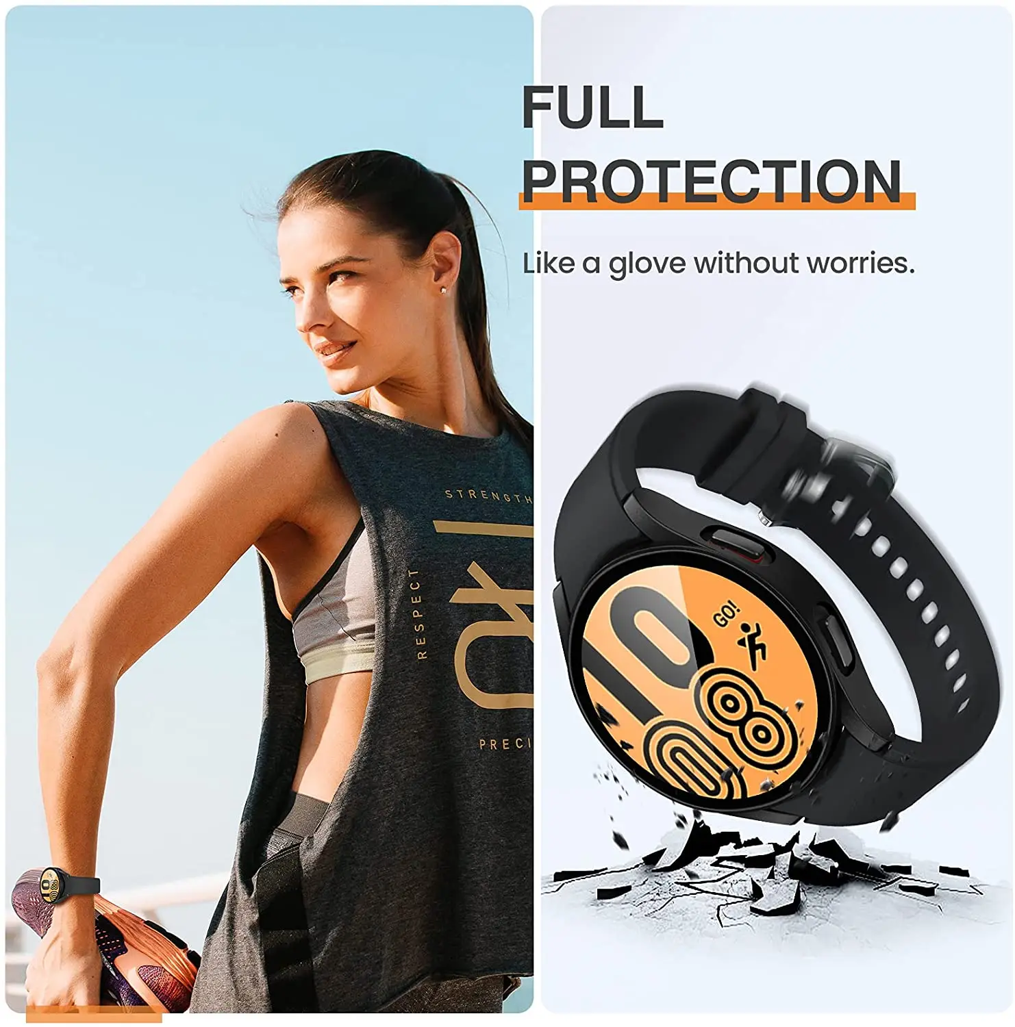 Glass+Matte Watch Cover for Samsung Galaxy Watch 4 Case 44mm 40mm,All Around Coverage Protective Bumpers for Galaxy Watch 4