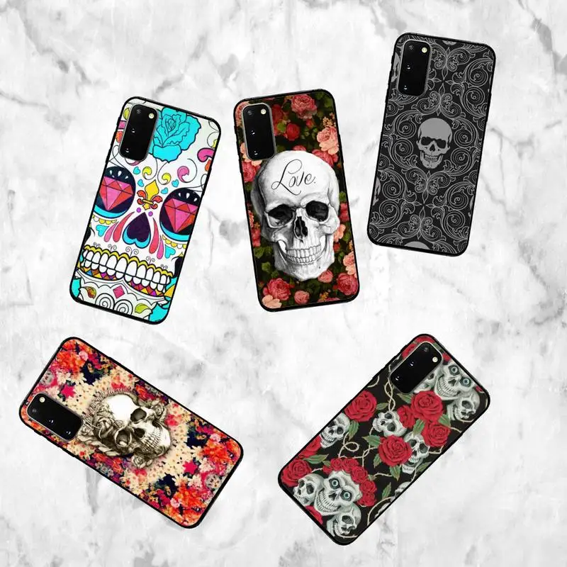 

Pink Rose Skull Pattern Phone Case For Samsung Galaxy S7 Edge Plus S9 S20Plus S20ULTRA S10lite S225G S10 Case