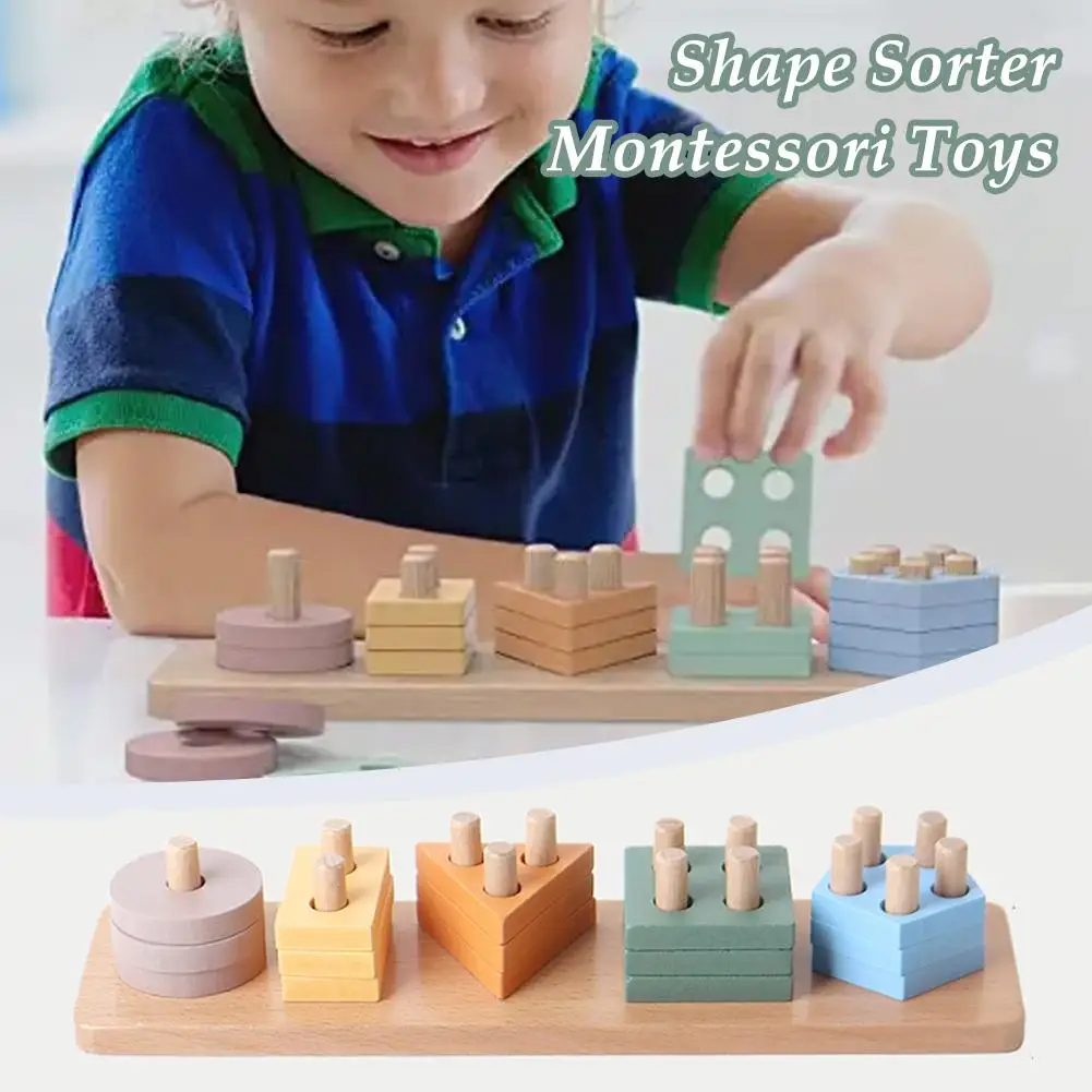 

Деревянная форма сортировщик и цветной штабелер дошкольные Обучающие игрушки Монтессори игрушки для детей 18 + месяцев малыши день рождения M7L7